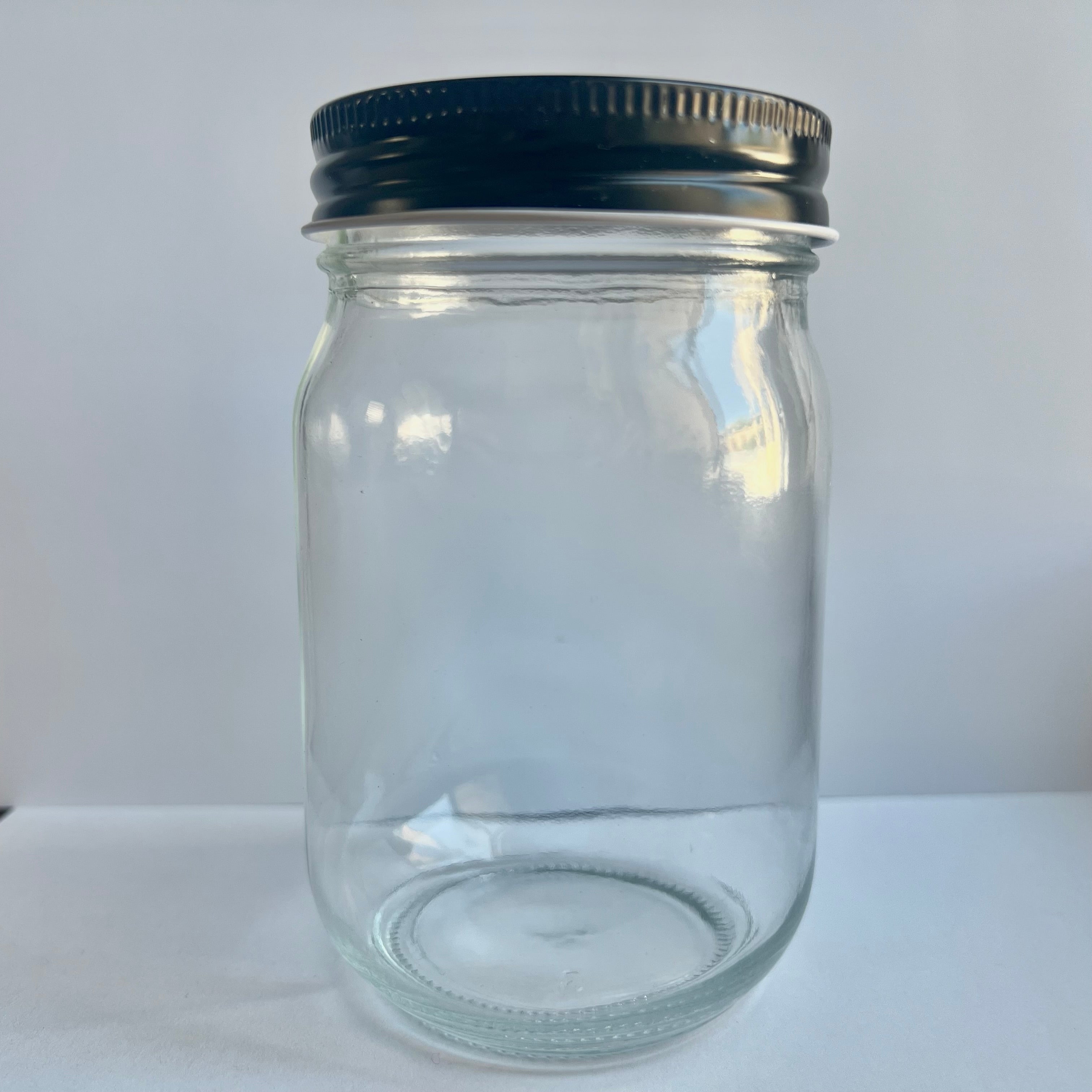 12 OZ UNIVERSAL JAR 70/450 FLINT with black metal lid - 72/case