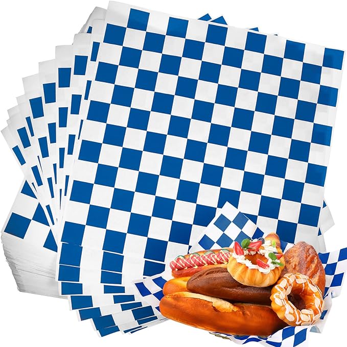 12" X 12" DELI WRAP | CHECKERED | BLUE | 5000/CASE - Wellcare