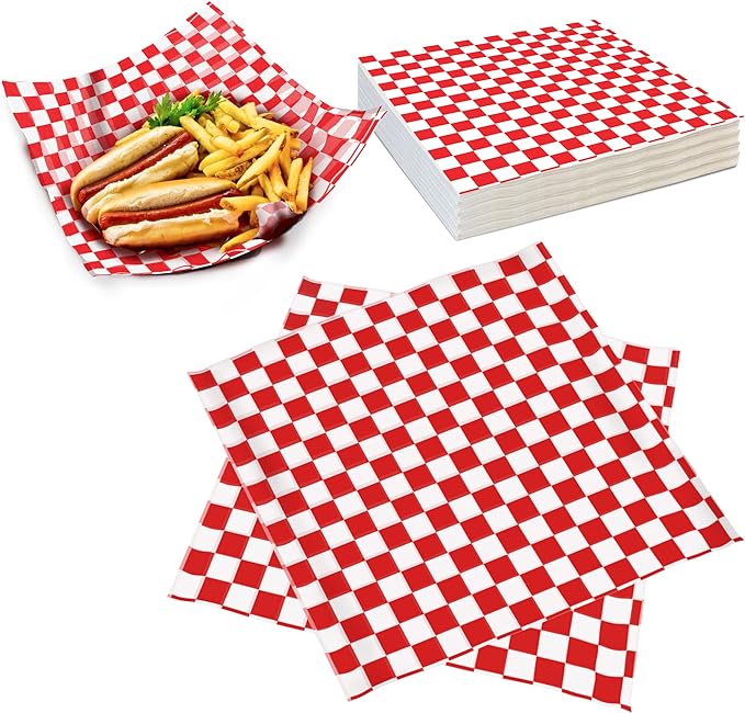 12" X 12" DELI WRAP | CHECKERED | Red | 5000/CASE - Wellcare