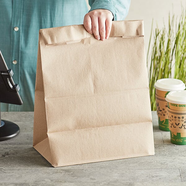 1/6 Brown Paper Barrel Sack Bag | 70 lb | 400/case - Bagcraft