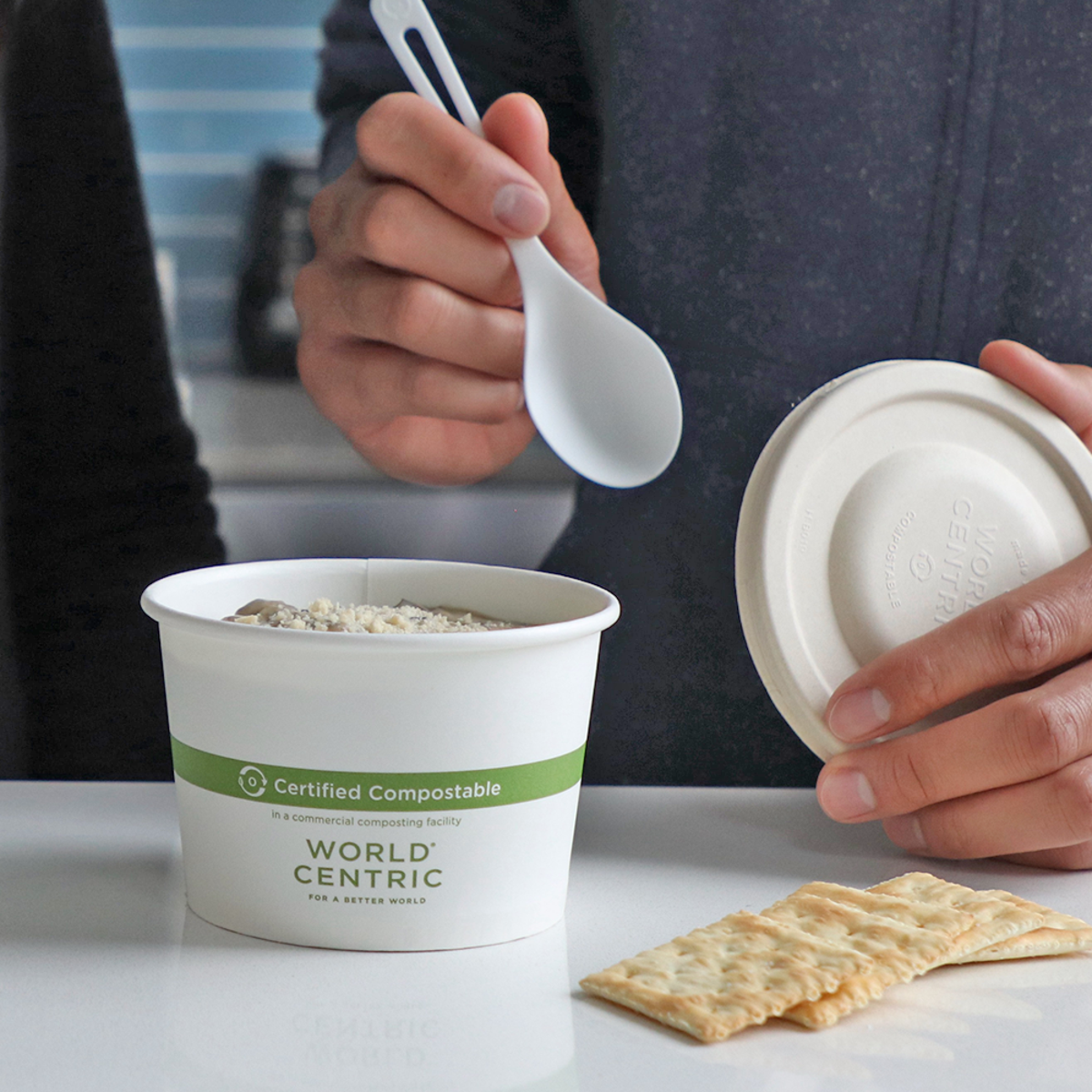 16 oz Hot & Cold Paper Food Container | PLA Lined | FSC® Paper | 500/case - World Centric