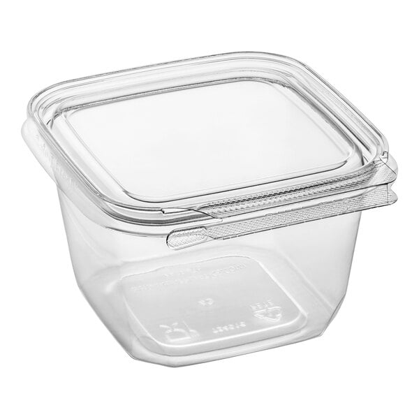 TS4016 - Inline Plastics Safe-T-Fresh Clamshell Container Clear 16 oz. 4" Square 276/cs
