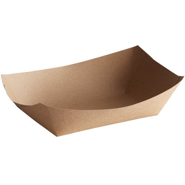 3 lb Paper boat tray Kraft - 500/case - Wellcare