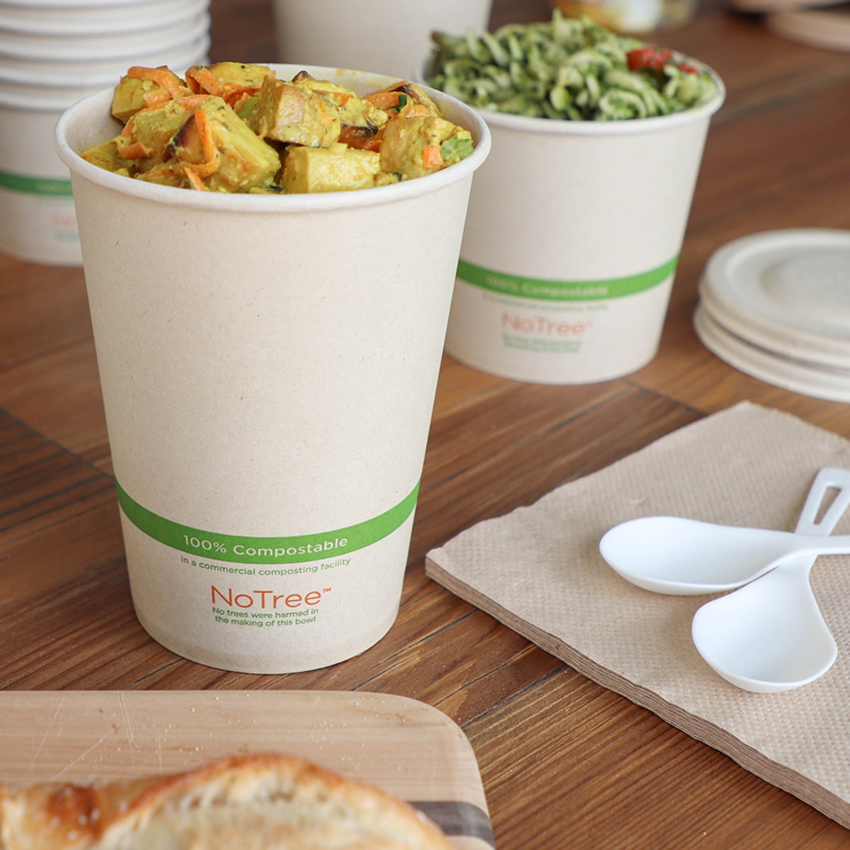 32 oz Hot & Cold Paper Food Container | PLA Lined | NoTree | 500/case - World Centric