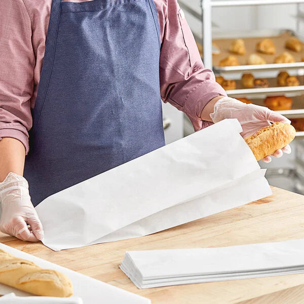 5 1/4" x 3 1/4" x 18" Plain Unwaxed White Paper Bread Bag - 1000/Case - Bagcraft