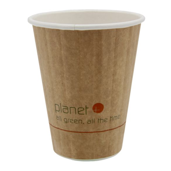 8 oz Compostable Hot Cup | Insulated Paper Cup | PLA Lined | Double Wall | 1000/case - Planet+