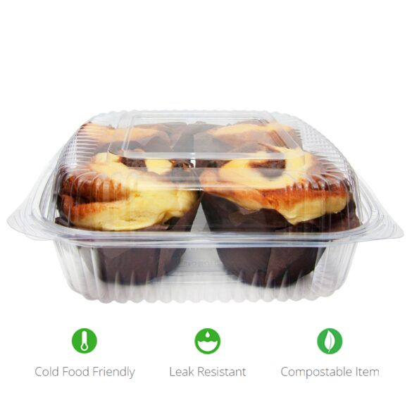 8" x 8" Clamshell Container | Clear PLA Hinged Container | 160/case - Stalk Market