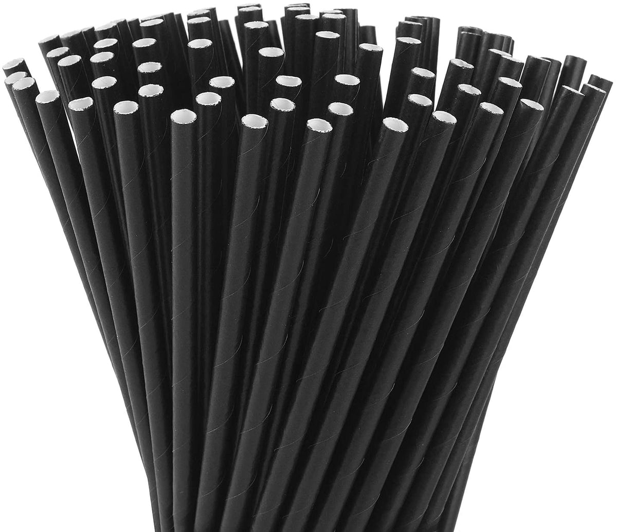 AirCarbon Compostable Cocktail Straws - Black Unwrapped - 5.3