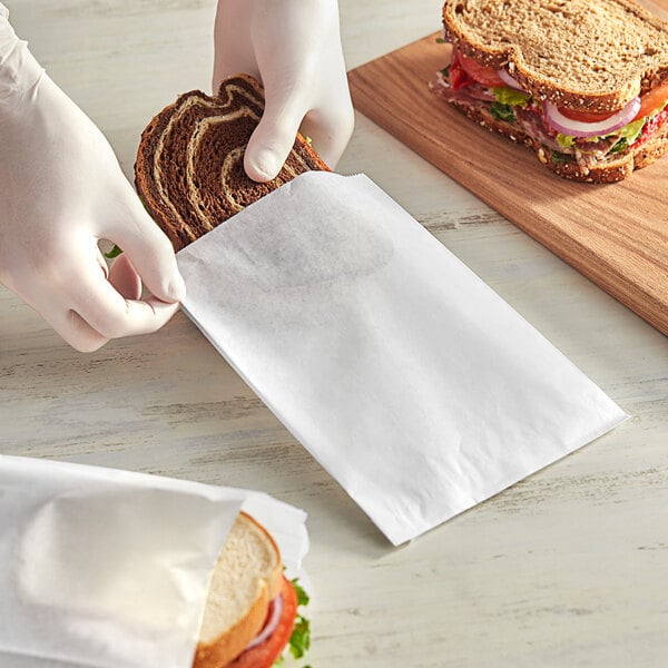 Bagcraft Grease Resistant Sandwich and Pastry Bag, 6-1/2" x 1" x 8", White, 2000 ct