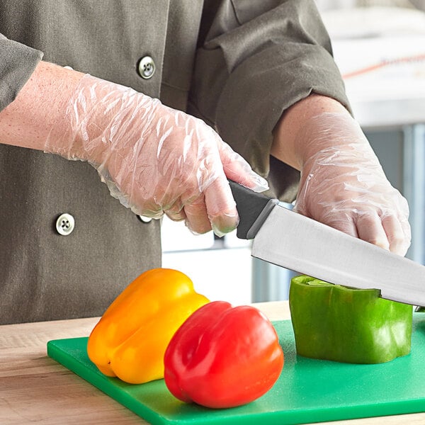 Disposable poly gloves for food handling | Translucent | Large | 10000/case - Choice
