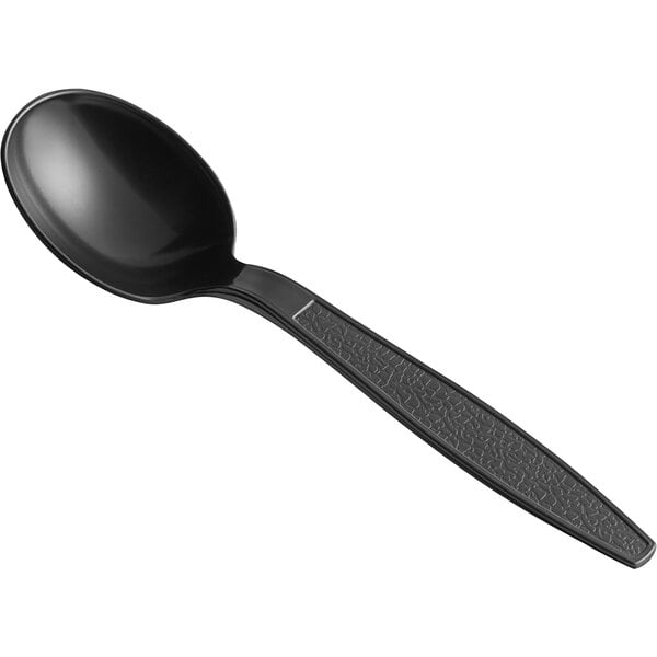 Heavy weight soup spoon - Black PP - 1000/case - Empress