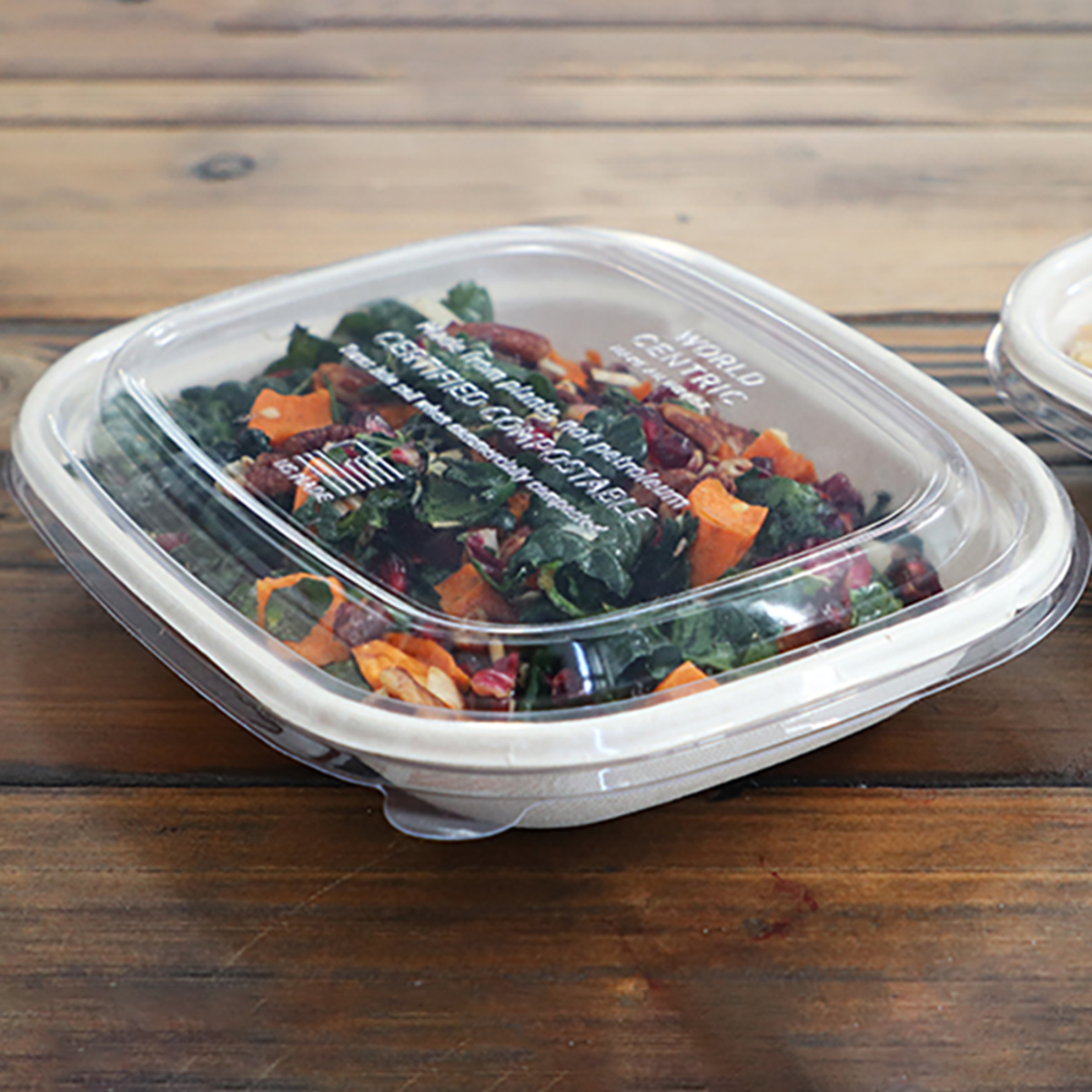 LID PLA | 20-48 OZ FIBER BOXES, CLEAR | 400/CASE - WORLD CENTRIC