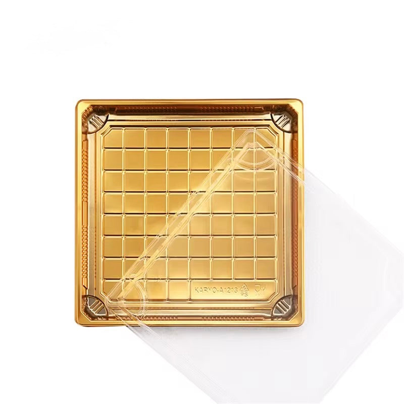 11x11 Sushi Box-Gold base and Clear lid - 300/case