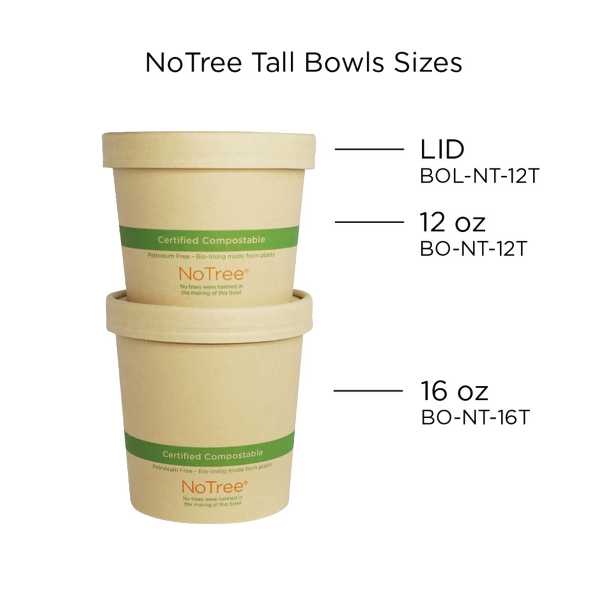 12 oz NoTree Tall Paper Bowl | 500/case - World Centric