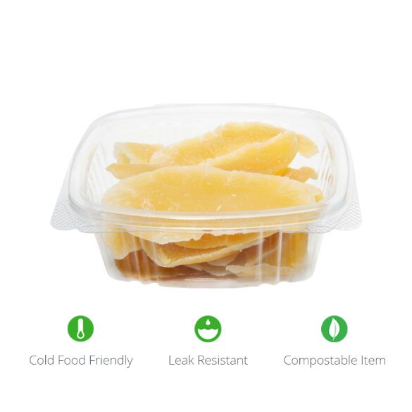 12 oz Rectangular Container | Clear PLA | Hinged Lid Deli Box | 300/case - Stalk Market