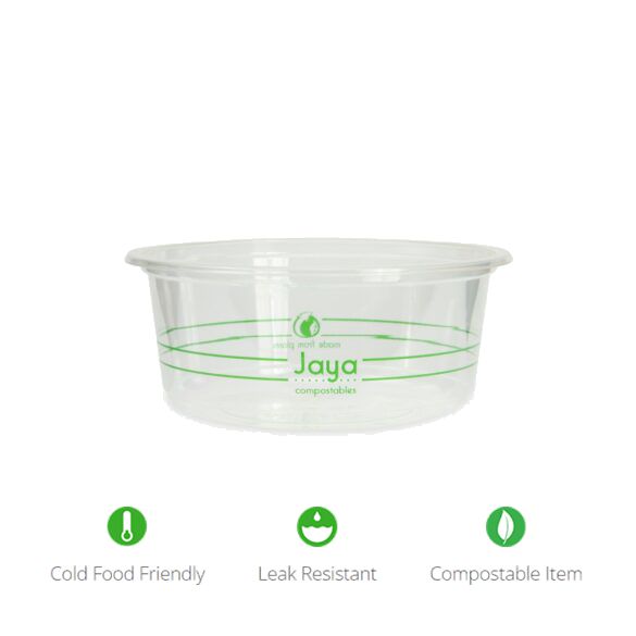 12 oz Round Deli Container | Clear | Jaya® | Compostable PLA | 600/case - Stalk Market