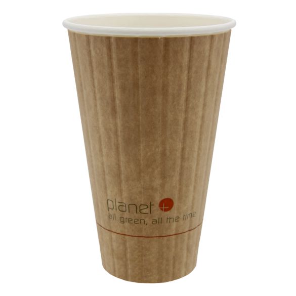 16 oz Compostable Hot Cup | Insulated Paper Cup | PLA Lined | Double Wall | 600/case - Planet+