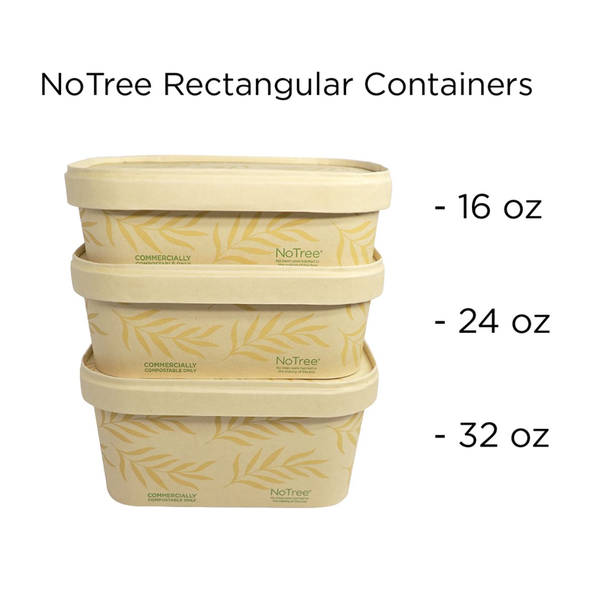 16 oz NoTree Rectangular Container | 300/case - World Centric