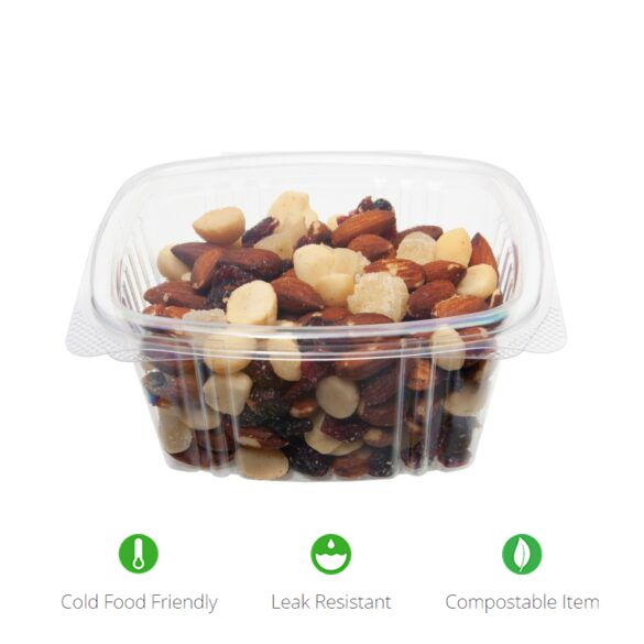 16 oz Rectangular Container | Clear PLA | Hinged Lid Deli Box | 300/case - Stalk Market