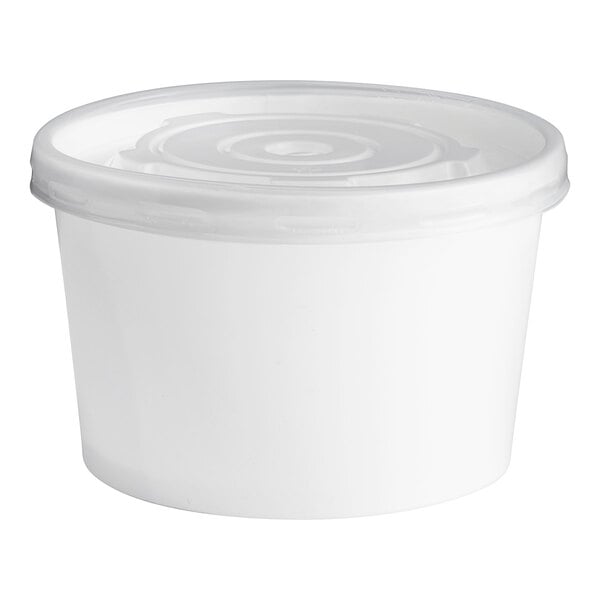 16 oz Soup cups, white, paper & PET Lids - 250 Sets