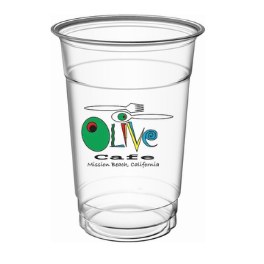 16 oz PET cups - Olive Cafe Logo - 1000/case