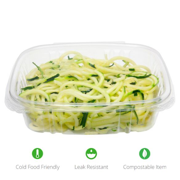 24 oz Rectangular Container | Clear PLA | Hinged Lid Deli Box | 200/case - Stalk Market
