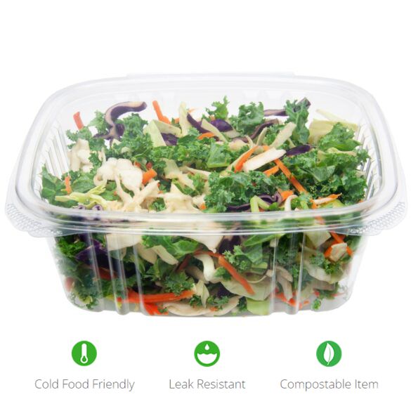 32 oz Rectangular Container | Clear PLA | Hinged Lid Deli Box | 200/case - Stalk Market