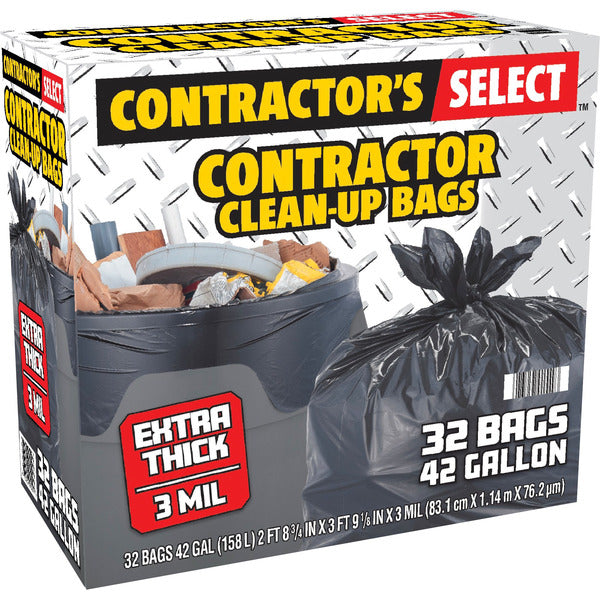 45 Gallon Black LDPE Trash bag 3 mil 32/case - Contractor's Select