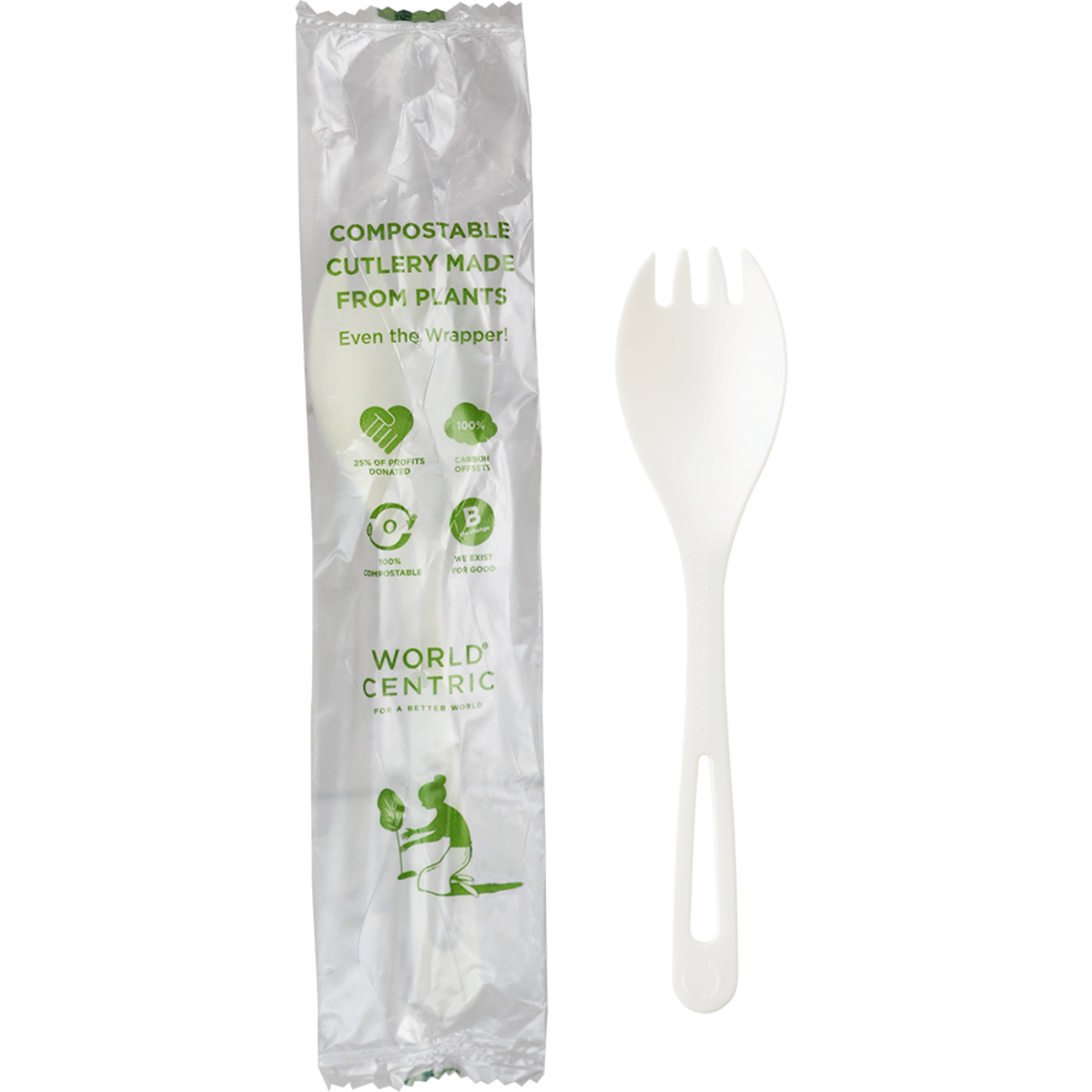 6" TPLA Spork - Wrapped - 750/case - World Centric