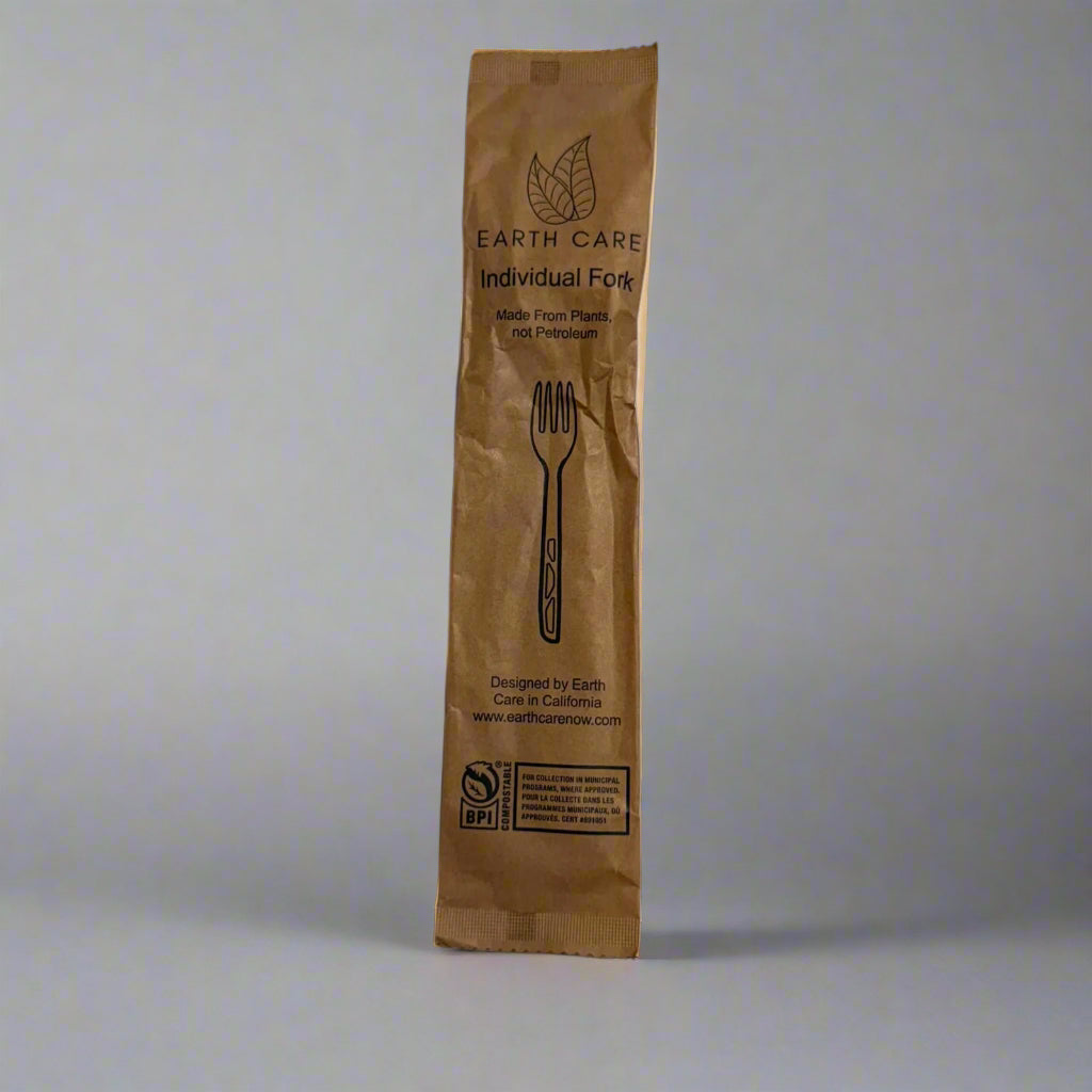 6.3" Compostable Fork | White | Individually wrapped | 1000/case - Earth Care