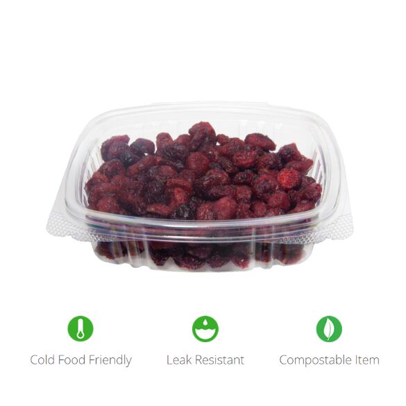 8 oz Rectangular Container | Clear PLA | Hinged Lid Deli Box | 300/case - Stalk Market
