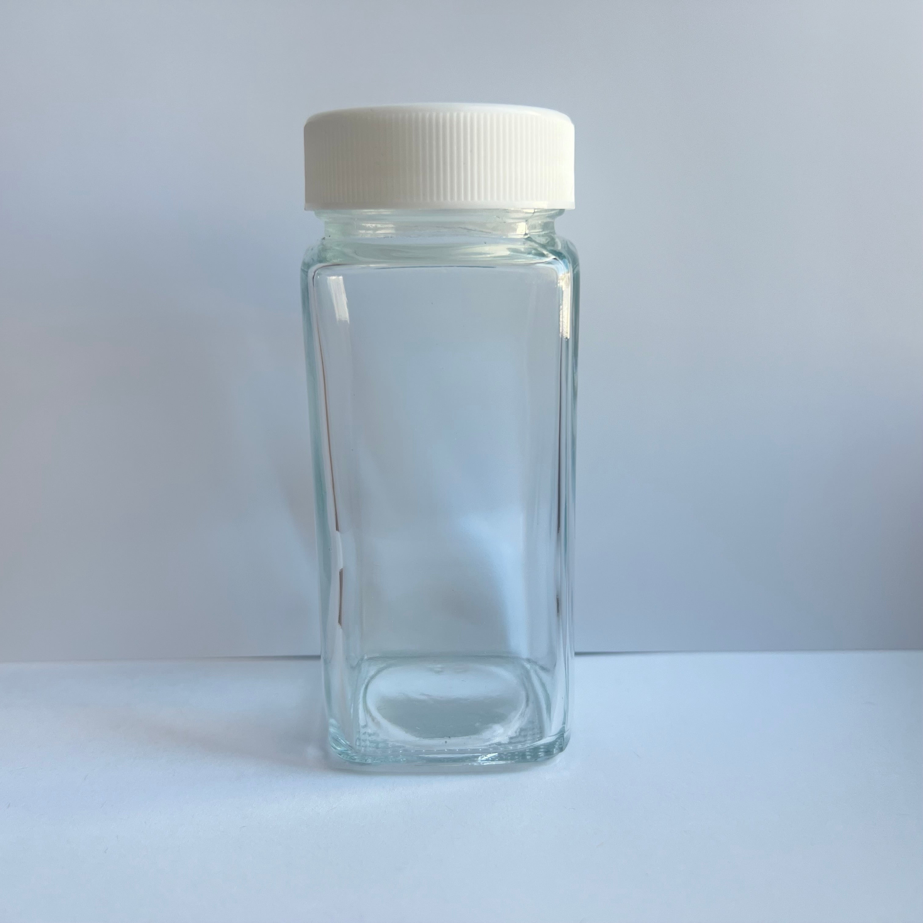 8 oz clear glass French square bottle with cap, 43-400 neck finish - 84/case
