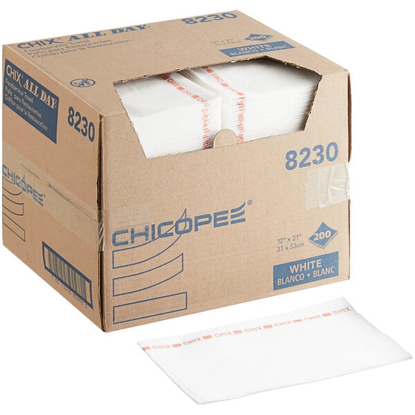 8230 Chix All Day 12 1/4" x 21" White / Red Heavy-Duty Foodservice Towel - 200/Case