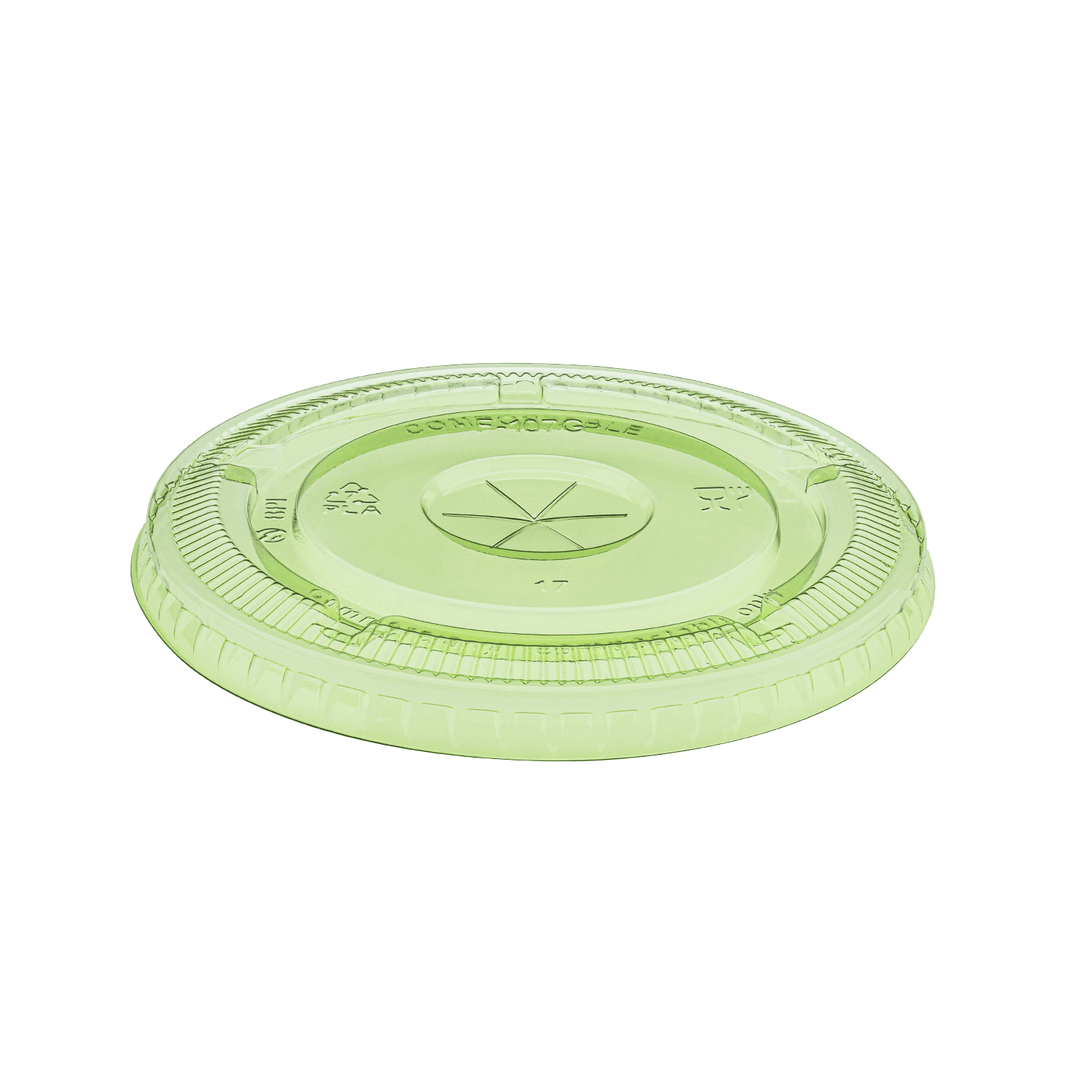 Karat Earth 107 mm PLA Flat Lids for 32 oz Cold Cups, Green - 500 pcs