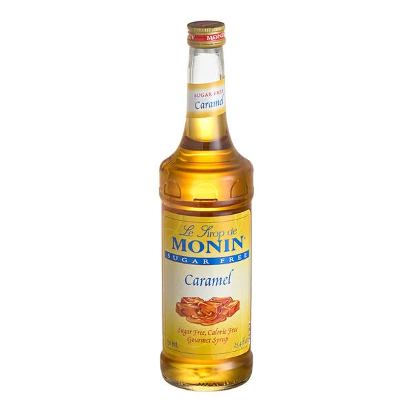 Monin Sugar Free Caramel Flavoring Syrup 750 ml Glass Bottle