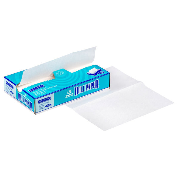 Brown Paper Goods Interfolded Dry Waxed Deli Wrap, White, 10”L x 10-3/4”W, 500 ct